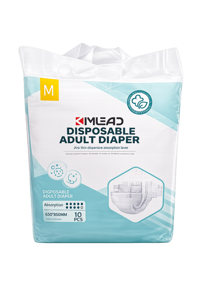 KIMLEAD Disposable Adult Diapers (10 Pieces) | High Absorbency Adult Incontinence Briefs