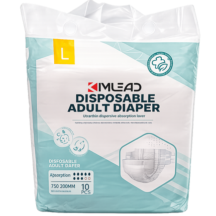KIMLEAD Disposable Adult Diapers (10 Pieces) | High Absorbency Adult Incontinence Briefs