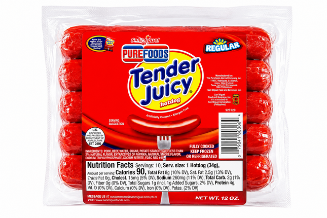 Purefoods Tender Juicy Hotdog Classic Regular – 12oz | 340g
