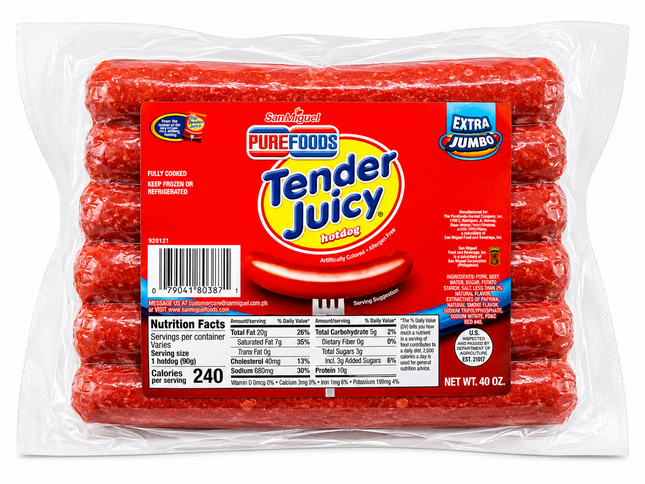 Purefoods Tender Juicy Hotdog Classic Jumbo – 40oz | 1.13kg