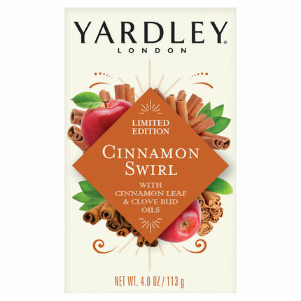 Yardley Bar Soap, Cinnamon Swirl with Cinnamon Leaf & Clove Bud Oils, 4oz | 113g