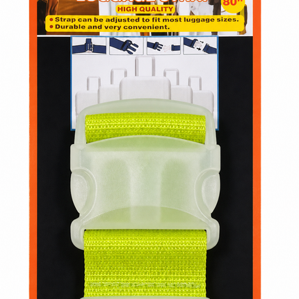Top Zone Quick Release Buckle Luggage Strap – 80" Adjustable Heavy-Duty Tie-Down (Neon Yellow)
