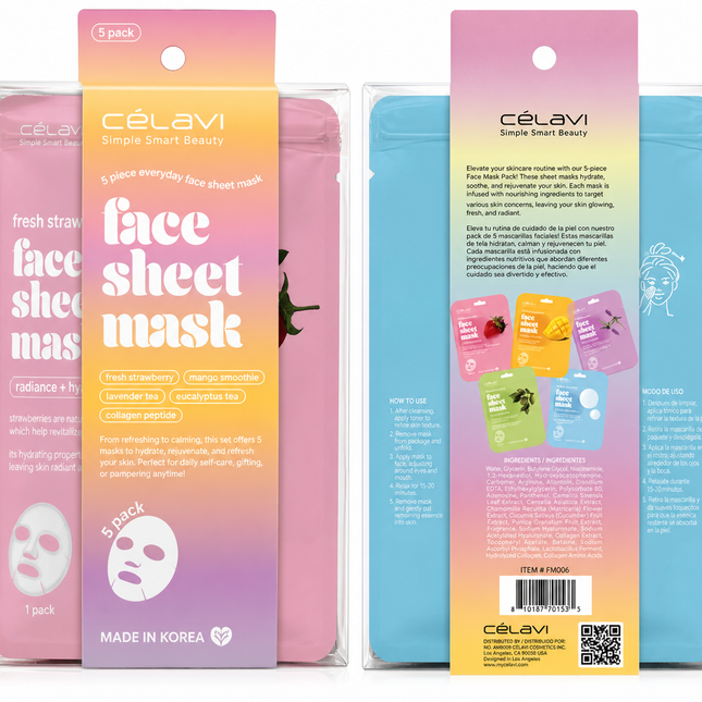 Célavi 5-Piece Face Sheet Mask Set