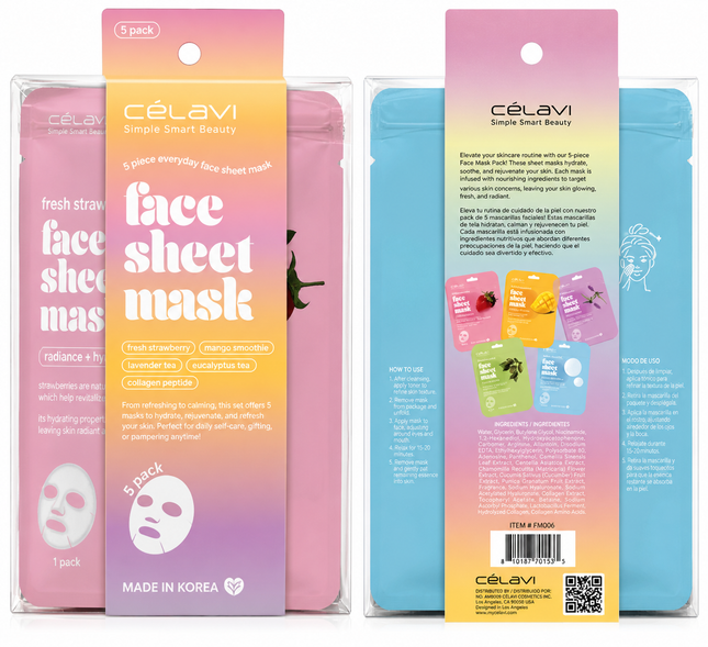 Célavi 5-Piece Face Sheet Mask Set