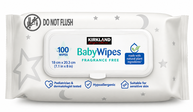 Kirkland Signature Baby Wipes Fragrance Free (100 Count)