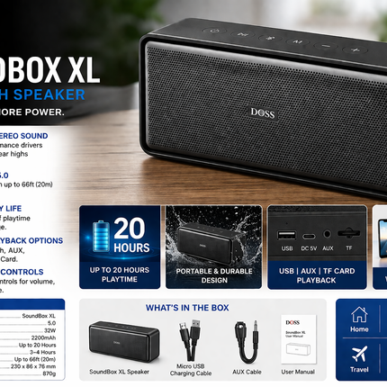 DOSS Wireless Bluetooth Speaker – SoundBox XL, 32W