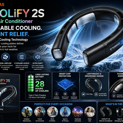 TORRAS COOLiFY 2S Neck Air Conditioner – Portable Wearable Cooling Fan