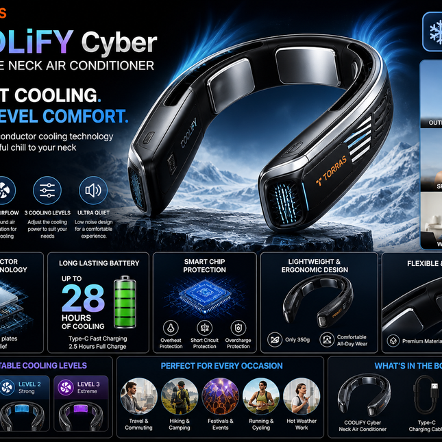 TORRAS COOLiFY Cyber – Wearable Neck Air Conditioner