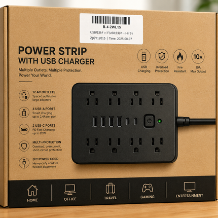 Power Strip with USB Charger – Multi Outlet Surge Protector Charging Station