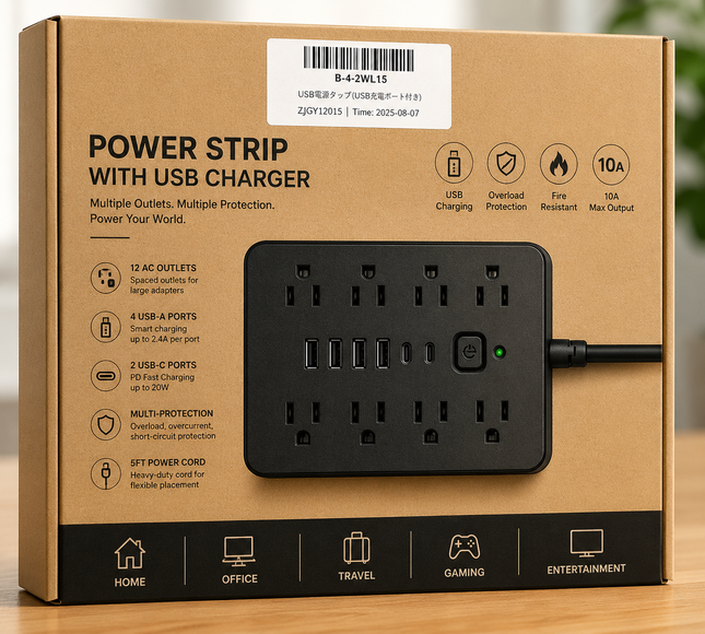 Power Strip with USB Charger – Multi Outlet Surge Protector Charging Station