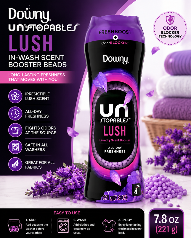 Downy Unstopables Lush In-Wash Laundry Scent Booster Beads – 7.8 oz (229g)