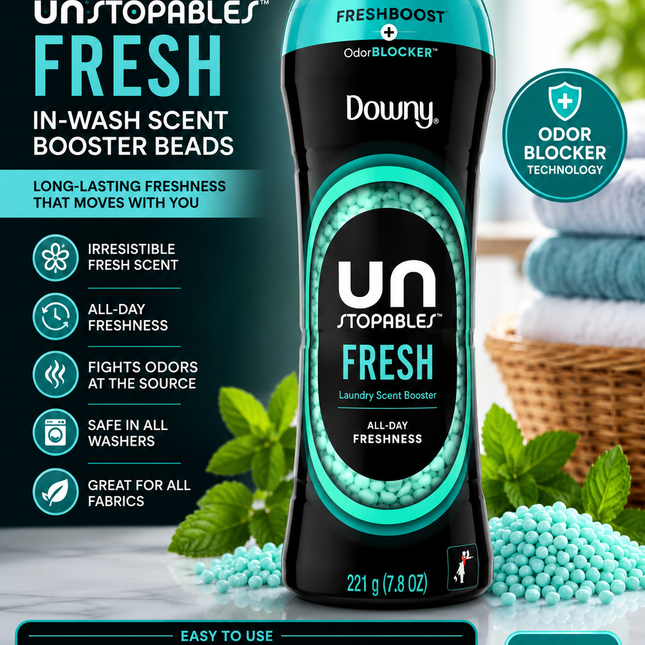 Downy Unstopables Fresh In-Wash Laundry Scent Booster Beads – 7.8 oz (221g)