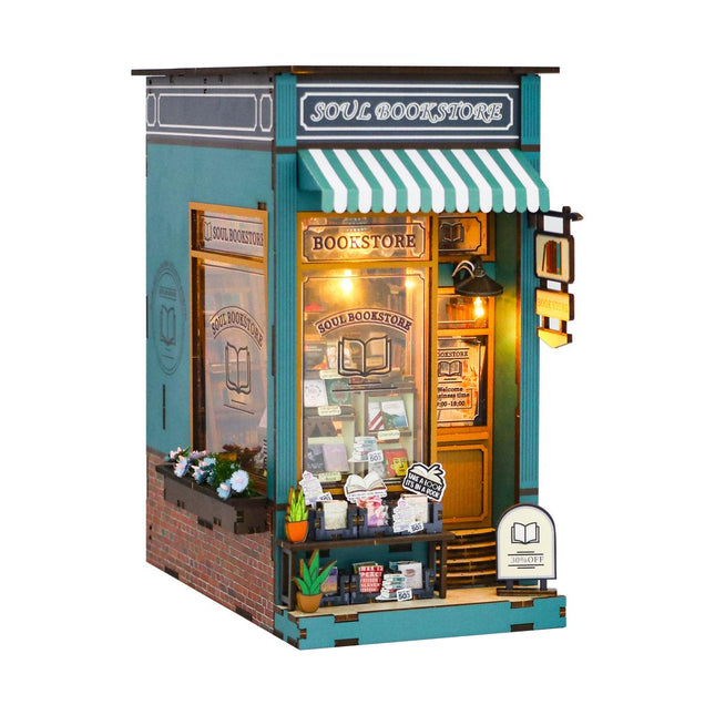 DIY Miniature Dollhouse Kit, Model M2314 - Soul Bookstore, 21 × 12.8 × 23.4 cm | Approx 8.3 × 5 × 9.2 inches