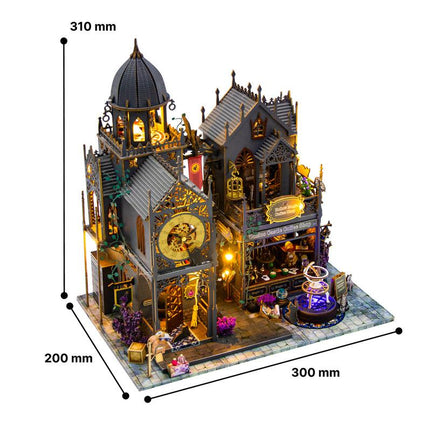 DIY Miniature Dollhouse Kit, Model L2401 - Hongda Huoluo Magic Castle, 30 × 20 × 31 cm | Approx 11.8 × 7.9 × 12.2 inches