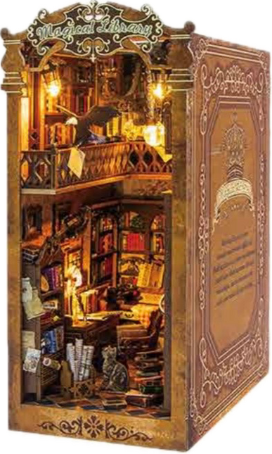 DIY Miniature Dollhouse Kit, Model L2513 - Magical Library, 24 × 18 × 11 cm