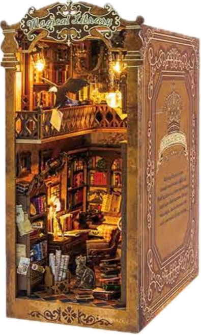 DIY Miniature Dollhouse Kit, Model L2513 - Magical Library, 24 × 18 × 11 cm