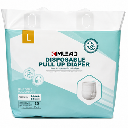 KIMLEAD Disposable Pull-Up Diaper (Large) – 10 Pieces | Ultra-Thin Adult Diapers