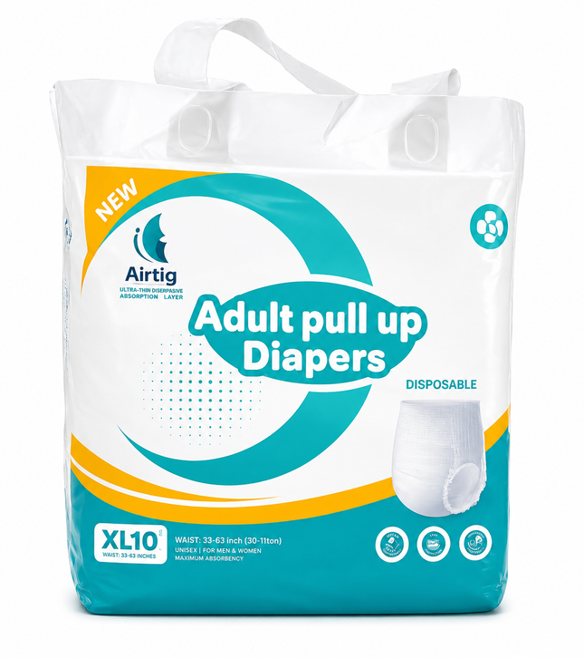 Airtig Adult Pull-Up Diapers Extra Large (XL10) – Disposable Incontinence Underwear | 10 Count