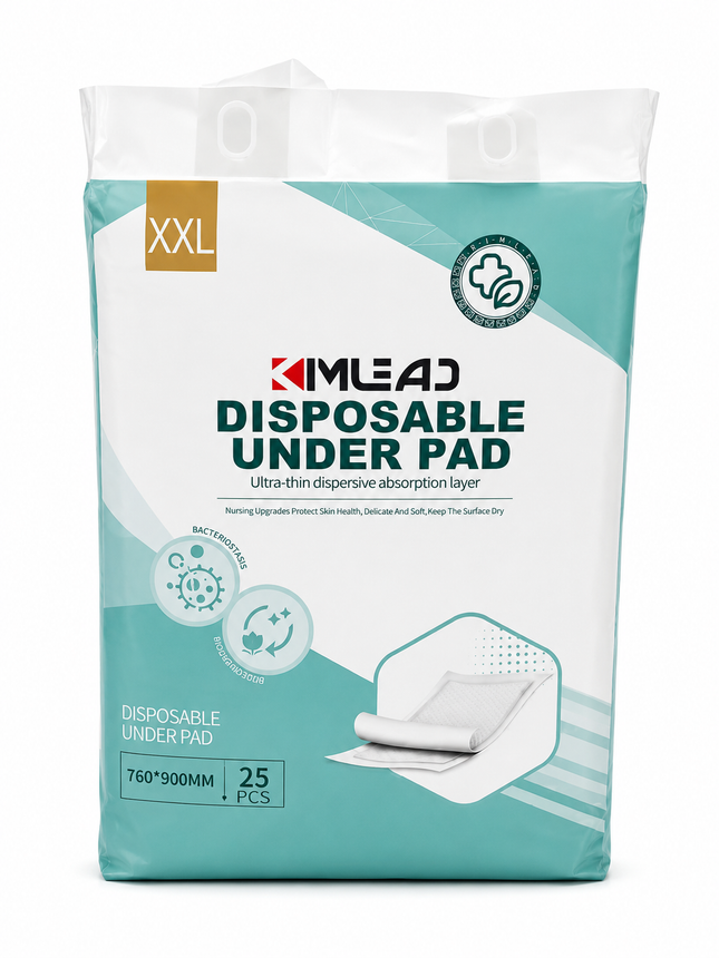 KIMLEAD Disposable Under Pads XXL (760 × 900 mm) – Heavy Absorbency Bed Pads | 25 Count