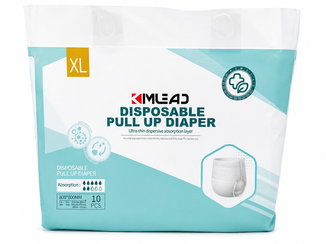 KIMLEAD Disposable Pull-Up Diapers XL (800 × 800 mm) – Adult Incontinence Underwear | 10 Count