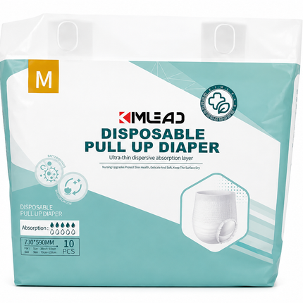 KIMLEAD Disposable Pull-Up Diapers Medium (M) – Adult Incontinence Underwear | 10 Count