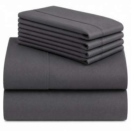 Microfiber Bedding Set – Twin Size - Dark Gray (1 fitted cover, 1 flat cover, 2 pillowcase)