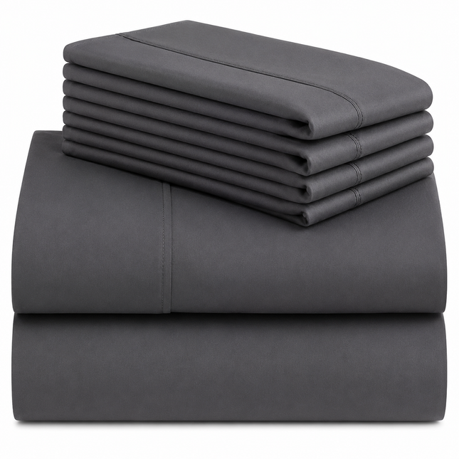 Microfiber Bedding Set – Twin Size - Dark Gray (1 fitted cover, 1 flat cover, 2 pillowcase)