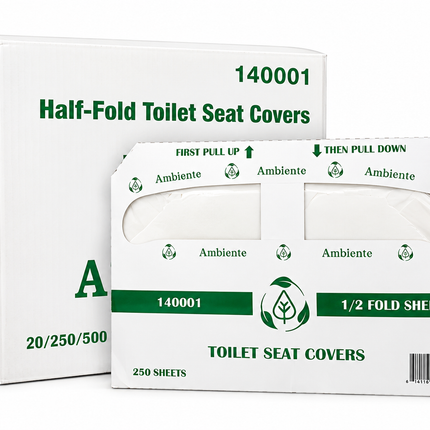 Ambiente Half Fold Toilet Seat Cover – 20 Packs | 250 Covers Each