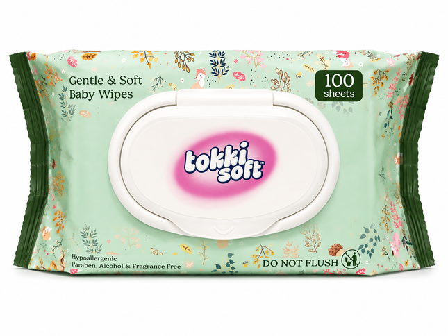 Tokki Soft Gentle & Soft Baby Wipes - Hypoallergenic, Fragrance Free, 100 Sheets