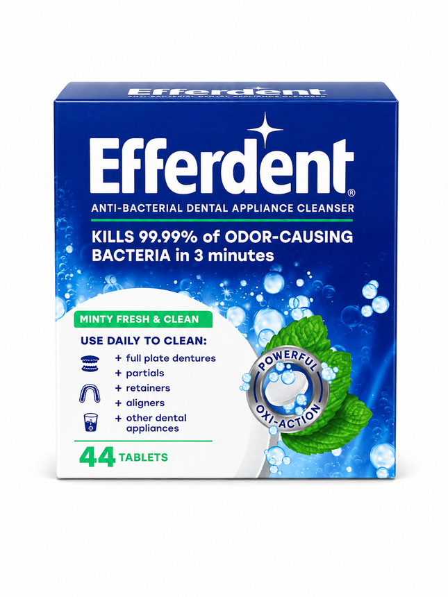 Efferdent Anti-Bacterial Dental Appliance Cleanser Tablets - Minty Fresh, 44 Tablets