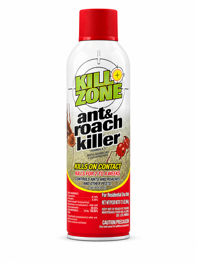 Kill Zone Ant & Roach Killer Spray – Kills on Contact, Residual Protection 2–4 Weeks, 17.5 oz (496 g)