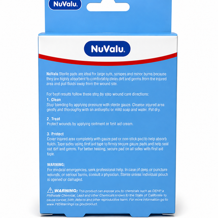 NuValu Sterile Pads Extra Absorbent, 2" x 2" (5 x 5 cm), 15 Count