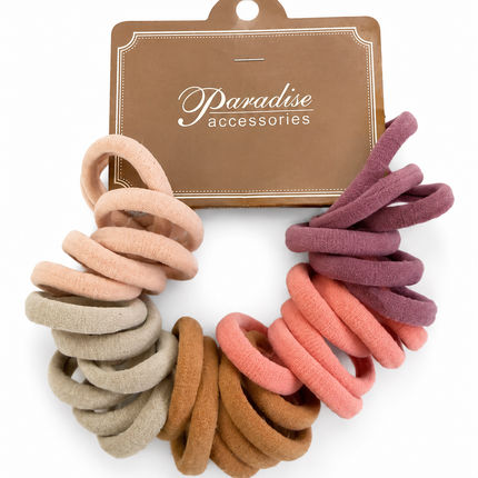 Paradise Accessories Soft Elastic Hair Ties – 20-Piece Neutral Color Ponytail Holders