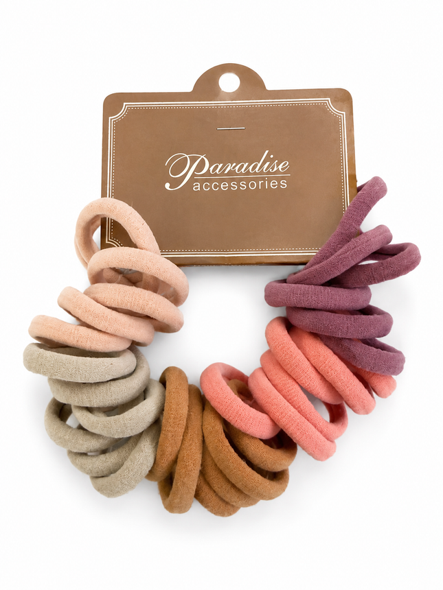 Paradise Accessories Soft Elastic Hair Ties – 20-Piece Neutral Color Ponytail Holders