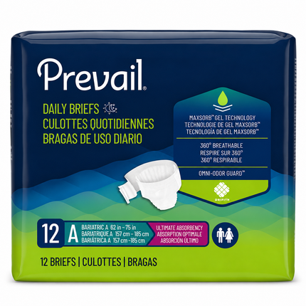Prevail Daily Briefs – Bariatric Size A, 12 Count (XXL)