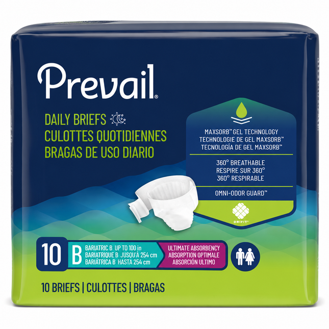 Prevail Daily Briefs – Bariatric Size B, 10 Count (XXXL)