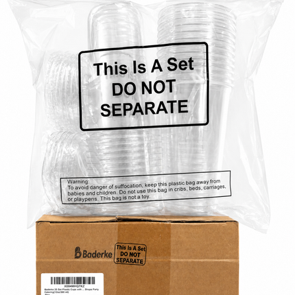 Baderke 25-Piece Clear Plastic Cups with Lids – 12 oz