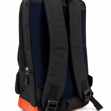 Black & Orange Pirate Skull Backpack – Multi-Compartment Travel & School Bag
