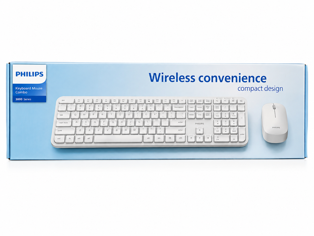 Philips 3000 Series Wireless Keyboard & Mouse Combo – White