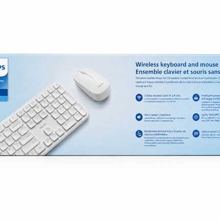 Philips 3000 Series Wireless Keyboard & Mouse Combo – White