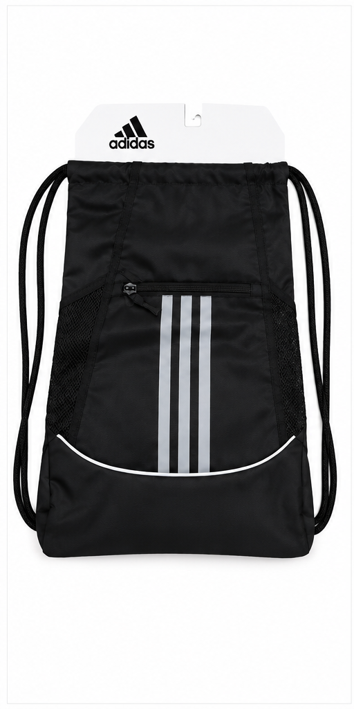 Adidas Drawstring Gym Backpack – Sports Cinch Bag with Zipper Pocket