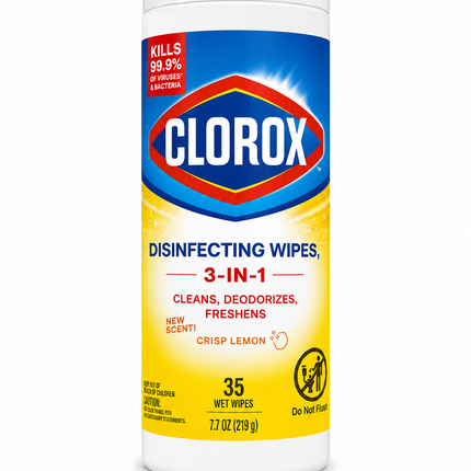 Clorox Disinfecting Wipes 3-in-1 – Crisp Lemon – 35 Count
