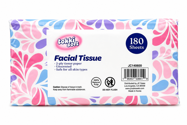 Tokki Soft Facial Tissue – 180 Sheets, 2-Ply