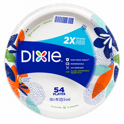 Dixie Everyday Paper Plates – 10 1/16", 54 Count