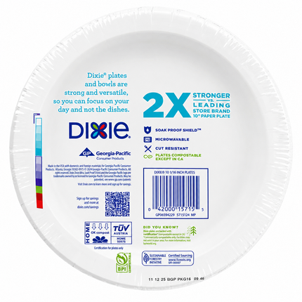 Dixie Everyday Paper Plates – 10 1/16", 54 Count