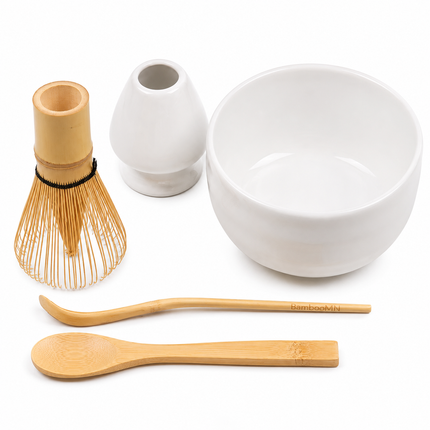 TANG PIN Matcha Ceremony Set – 4-Piece Matcha Tea Set, White