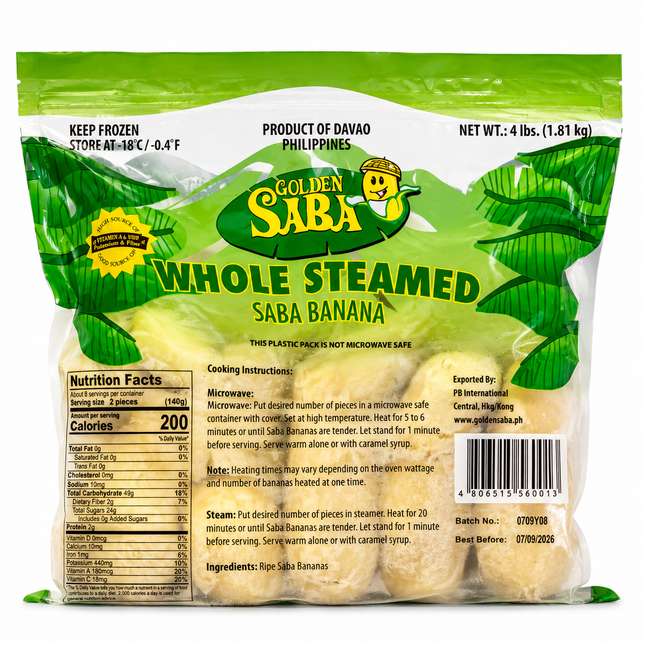 Golden Saba Whole Steamed Saba Banana – 4lb | 1.82kg
