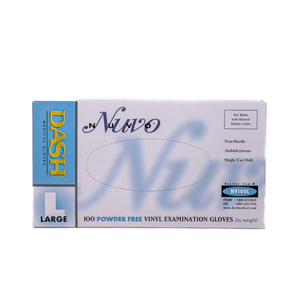 Nuvo DASH Vinyl Gloves – White Large (100 pcs)