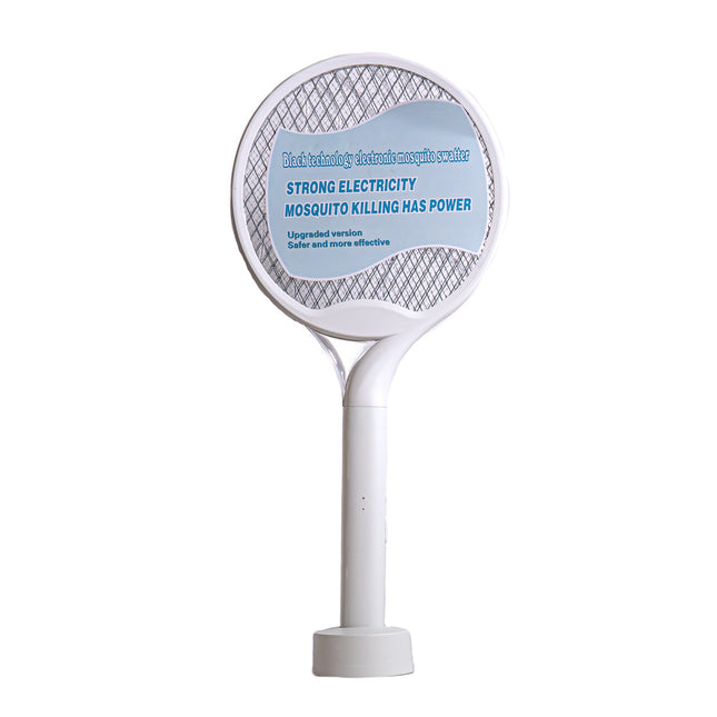 Electronic Mosquito Swatter Racket USB-C Rechargeable with Stand – White