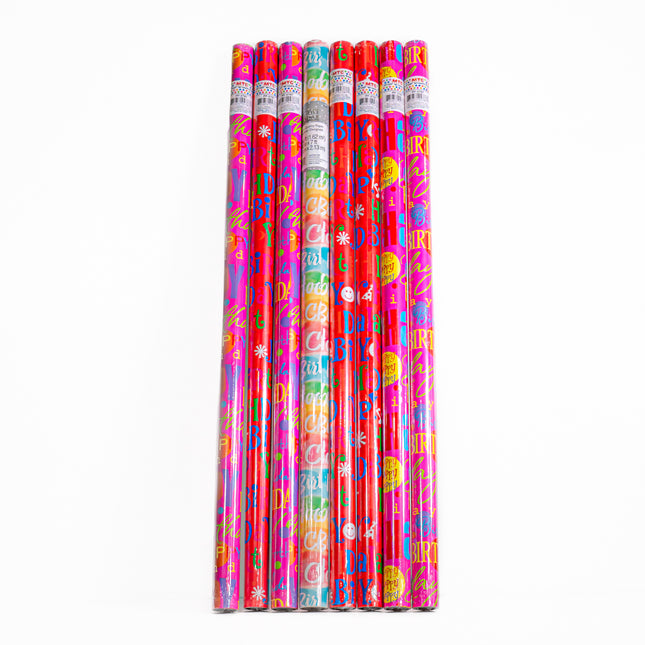 MTC Gift Wrap Pink – Birthday Design, 30 x 60 in